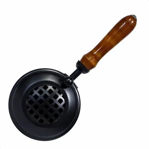SAHUMADOR METAL CON MANGO DE MADERA